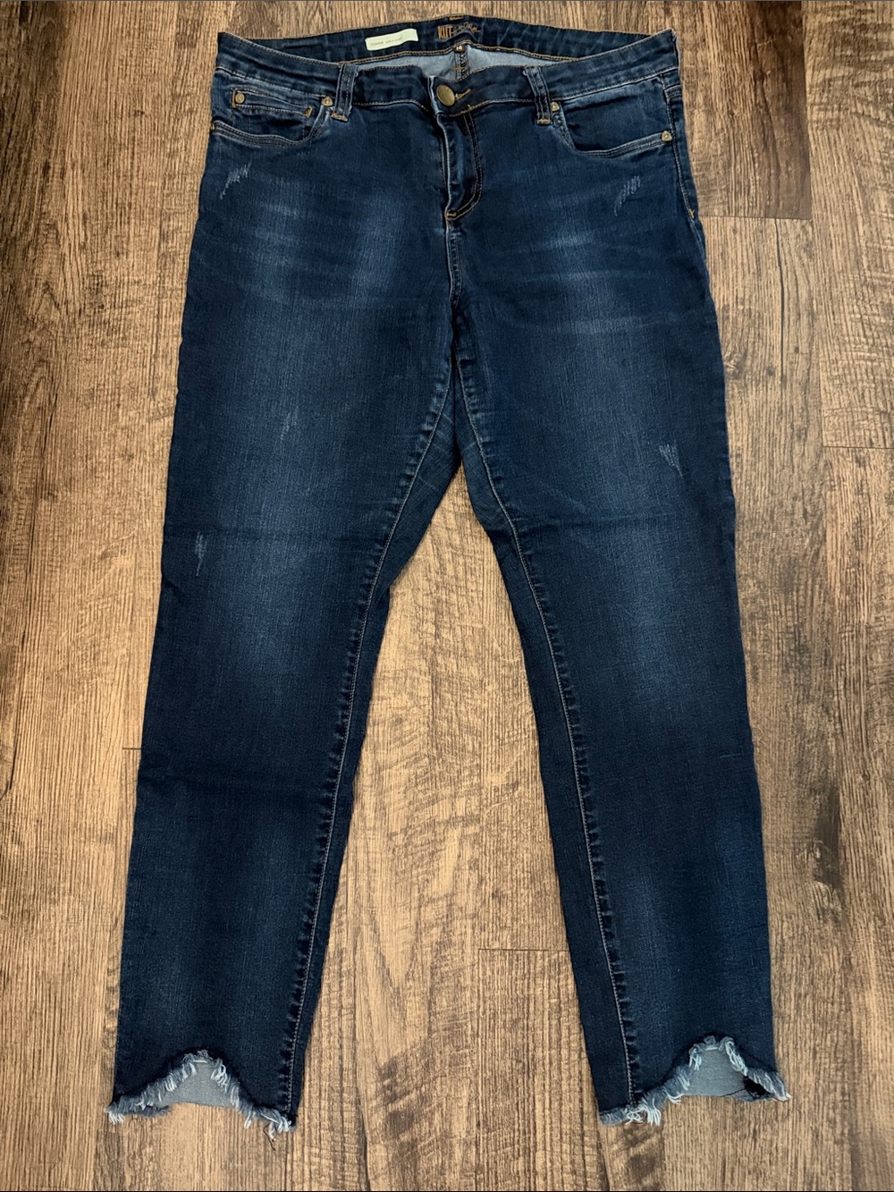 Kut from the Kloth Dark Indigo Skinny Jeans with Frayed Hem